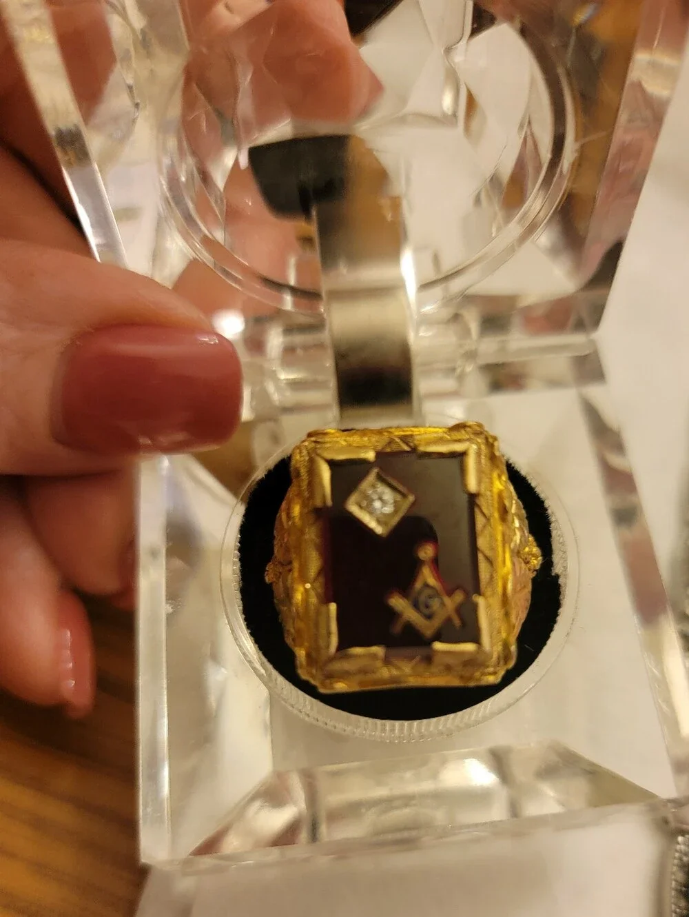 Vintage Black Hills Gold Masonic Ring-size 10.5